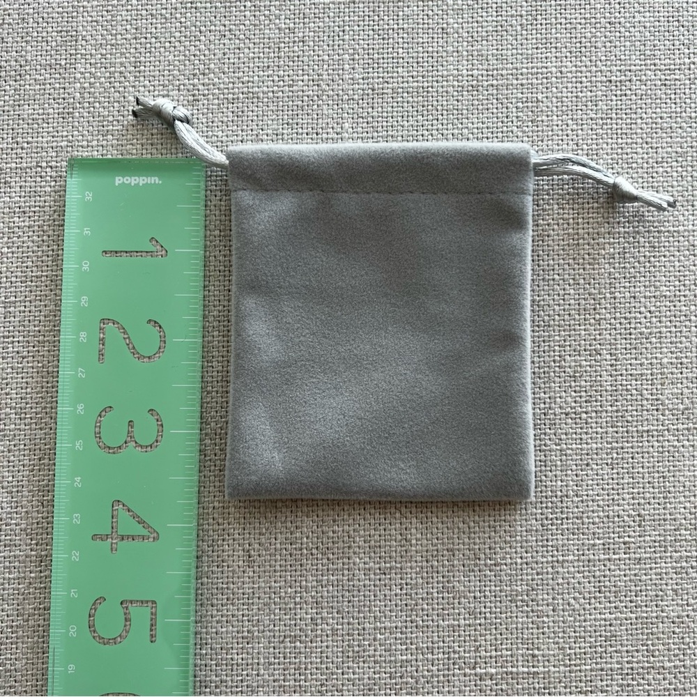 Small Gray Microfiber Velvet Drawstring Pouch